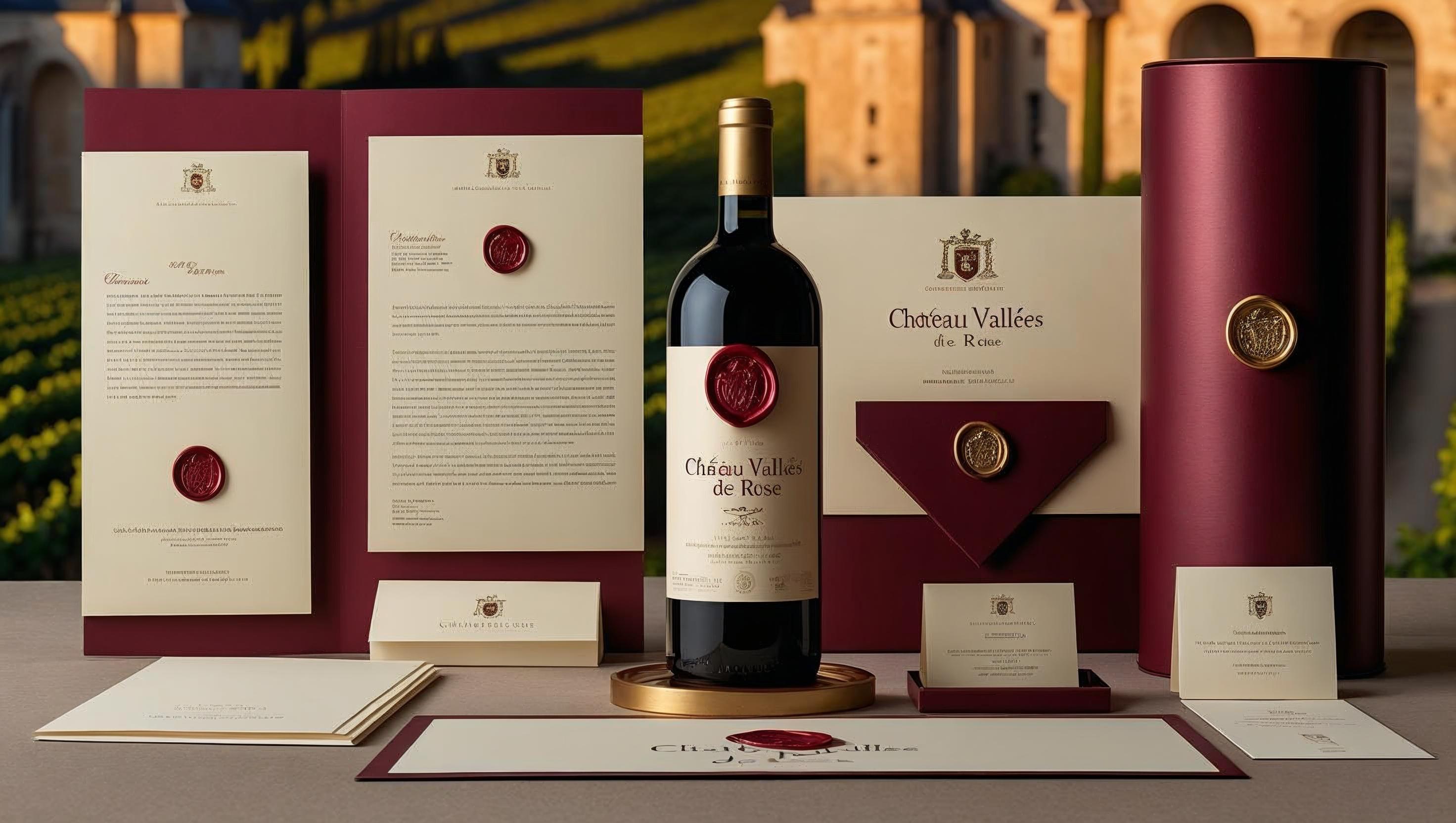 Final composition of Château des Vallées de la Rose branding in context
