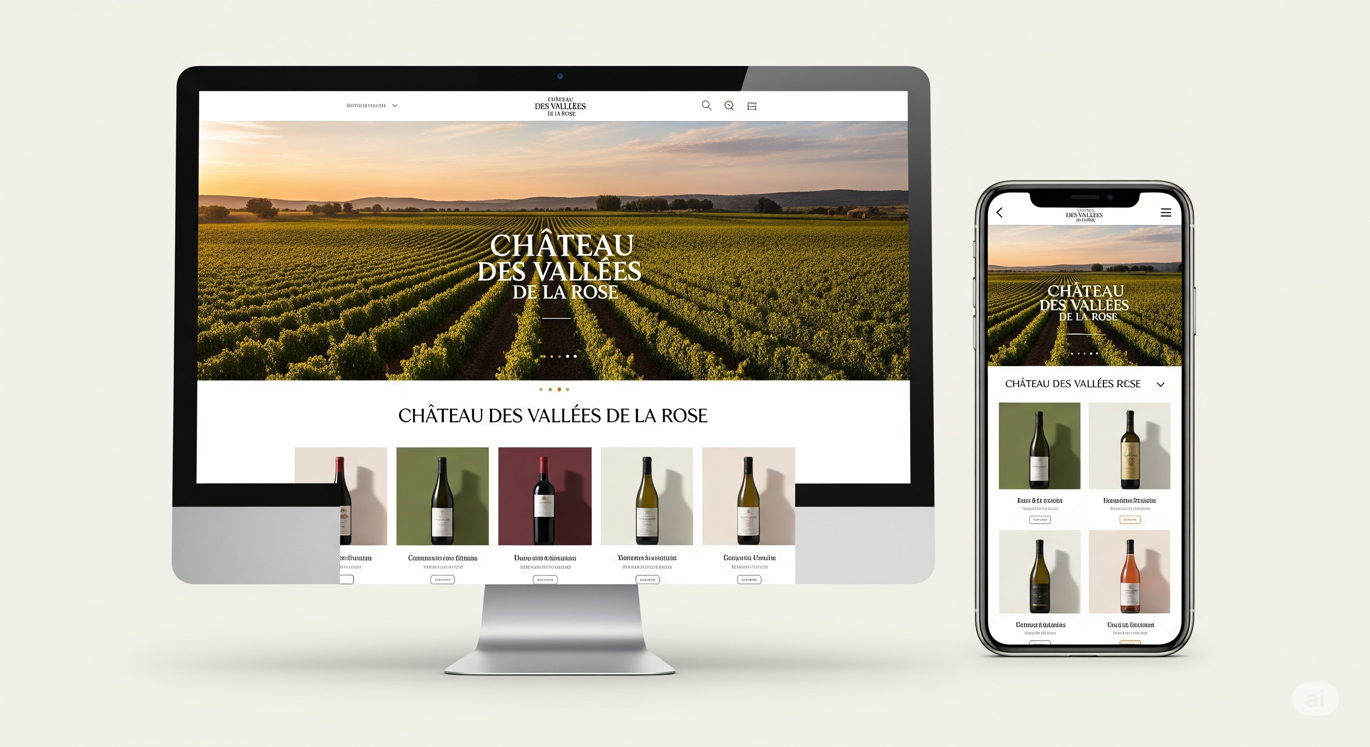 Château des Vallées de la Rose typography system and color palette showcase