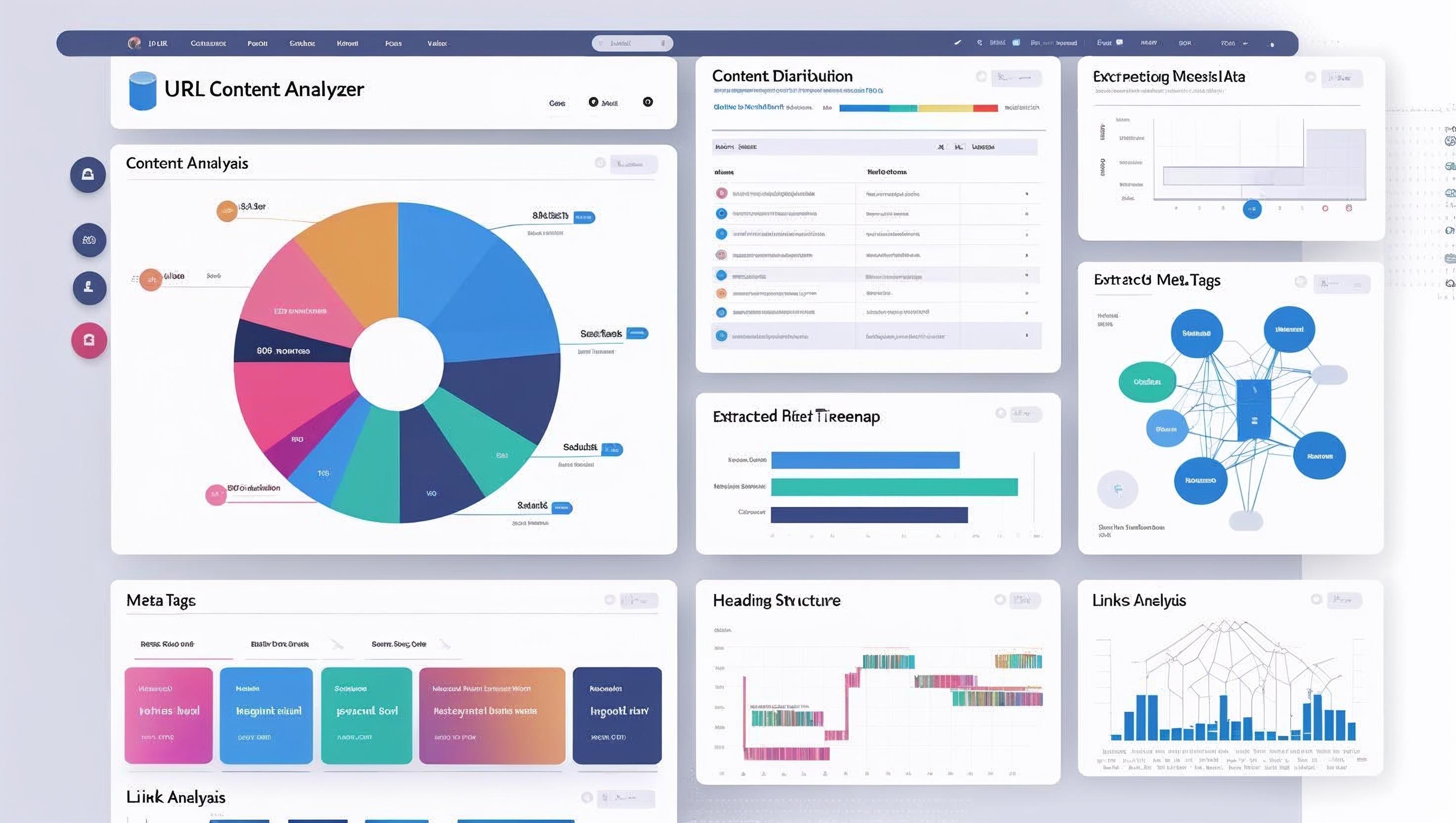 URL Content Analyzer dashboard showing content breakdown and analytics