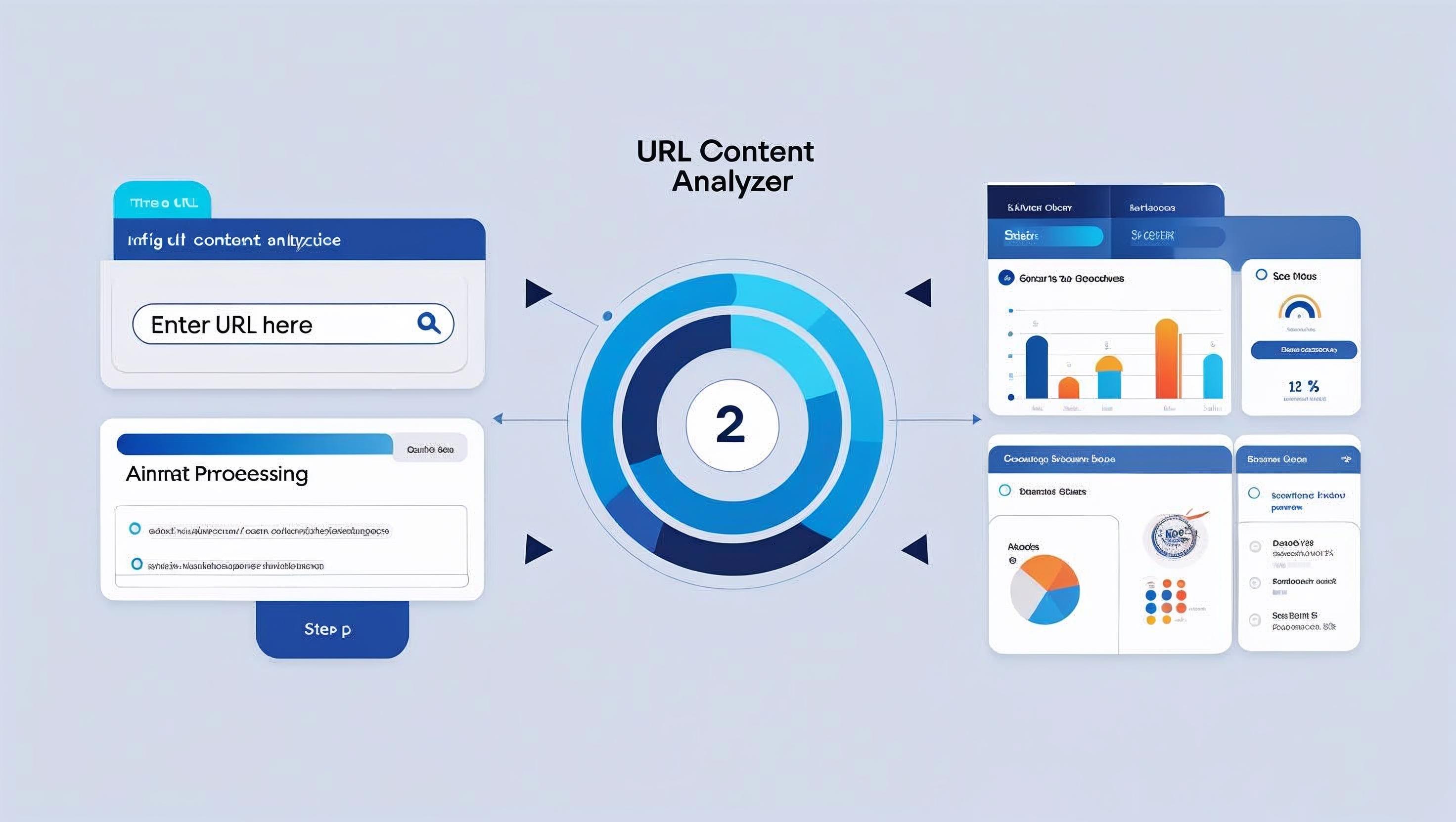 URL Content Analyzer workflow showing URL input, processing, and results visualization