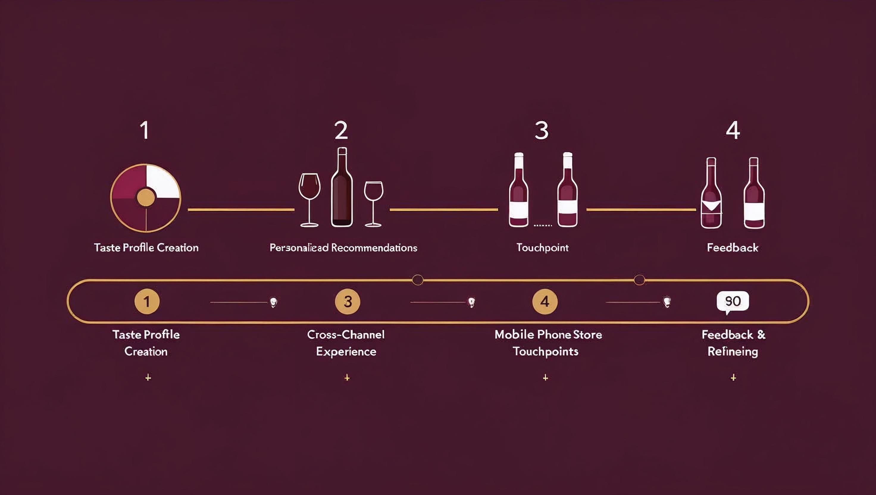Wine Discovery Experience flow showing user journey touchpoints and preference mapping